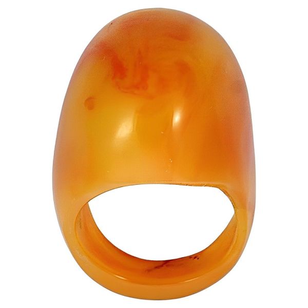 Early Plastic Marbled Yellow and Burnt Orange Dome Ring